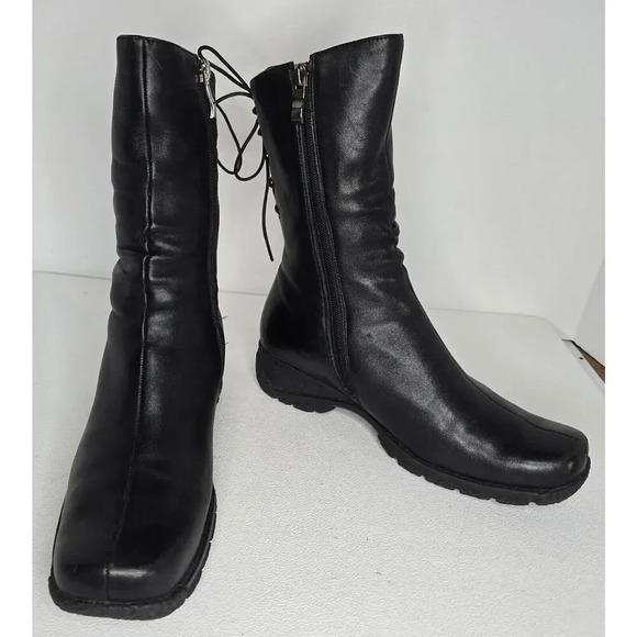 Ilasio Renzoni Black Ankle Boot Leather Shearling Fur Lining 35/5 Italy - Picture 1 of 11